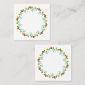 Florentijns rond lijst met gele en rode rozenbloem vierkante visitekaartje (Voorkant / Achterkant)