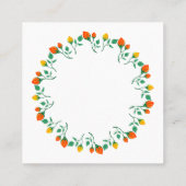 Florentijns rond lijst met gele en rode rozenbloem vierkante visitekaartje (Achterkant)