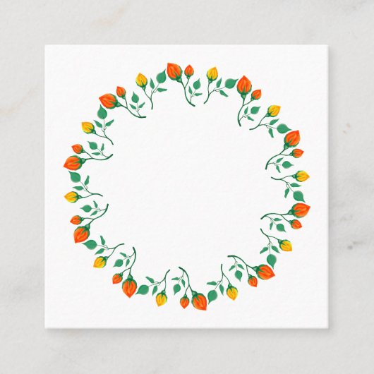 Florentijns rond lijst met gele en rode rozenbloem vierkante visitekaartje (Voorkant)