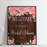 Florentijns vrijgezellenfeest-welkomstbord poster<br><div class="desc">Een afbeelding en een klastig vrijgezellenfeest poster met roze roze roze pinda's met roze roze tinten en roze roerlichten op een bruine houten achtergrond. Ideaal voor je zomer | tuin |herfst najaar | vrijgezellenfeesten met landelijke thema's.</div>