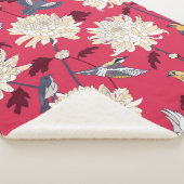 Florentijnse achtergrond met vogels en chrysanten sherpa deken (3/4)