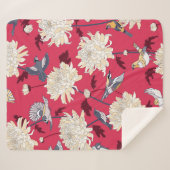 Florentijnse achtergrond met vogels en chrysanten sherpa deken (Voorkant (horizontaal))