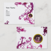 FLORENTIJNSE BAROK MONOGRAM GEM PAARSE WIT VISITEKAARTJE (Voorkant / Achterkant)