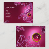 FLORENTIJNSE BAROK MONOGRAM GEM roze fucsia robijn Visitekaartje (Voorkant / Achterkant)