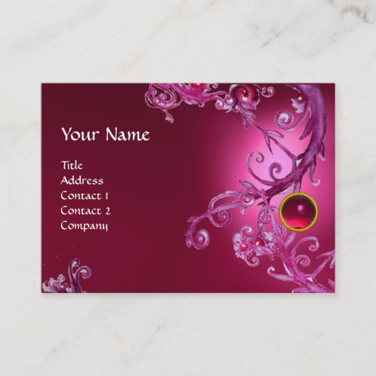 FLORENTIJNSE BAROK MONOGRAM GEM roze fucsia robijn Visitekaartje (Voorkant)