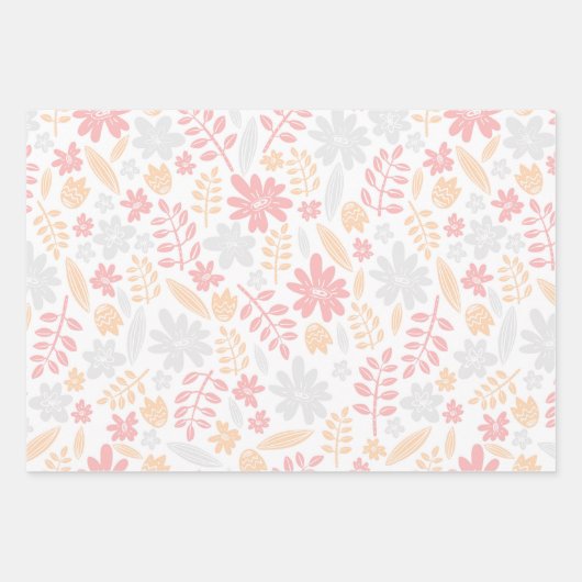 Florentijnse bloem, met de hand getrokken bloesbla inpakpapier vel (Voorkant 2)