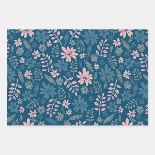 Florentijnse bloem, met de hand getrokken bloesbla inpakpapier vel (Voorkant)