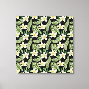Florentijnse buitenkant Tropische bloemen en blade Canvas Afdruk