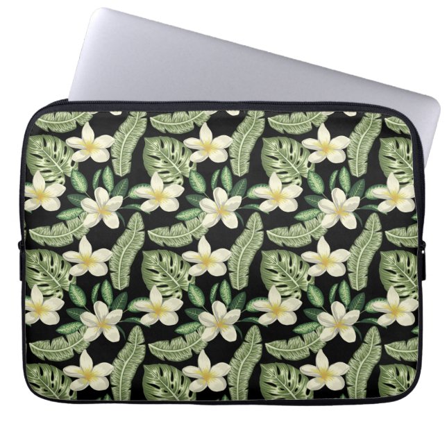 Florentijnse buitenkant Tropische bloemen en blade Laptop Sleeve (Voorkant)