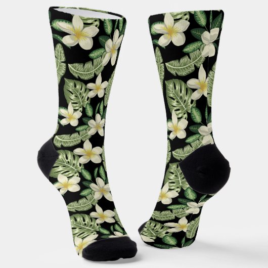 Florentijnse buitenkant Tropische bloemen en blade Sokken (Gebogen)