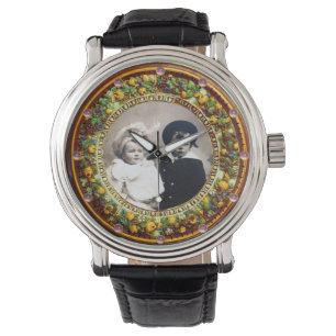 FLORENTIJNSE GEEL BLOEMKROON FOTOSJABLOON HORLOGE