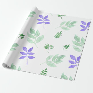 Florentijnse, groene en paarse bladeren cadeaupapier