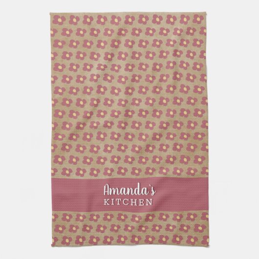 Florentijnse naam Rustic Beige Red Flower Pattern Theedoek (Verticaal)