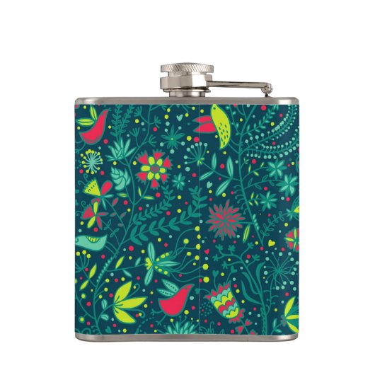 Florentijnse patronen met cartoons 2 heupfles (Achterkant)