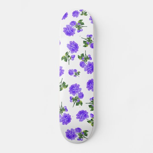 Florentijnse patronen: paarse bloemen op wit skateboard (Voorkant)