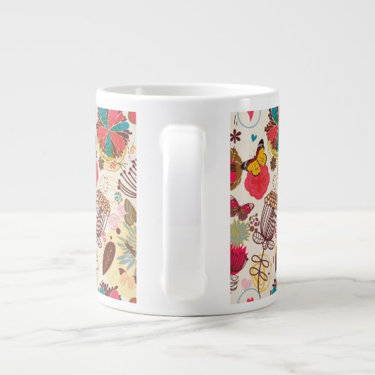 Florentijnse patroon in retrorestandaard 4 grote koffiekop (Achterkant)