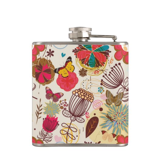 Florentijnse patroon in retrorestandaard 4 heupfles (Achterkant)