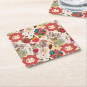 Florentijnse patroon in retrorestandaard 4 kartonnen onderzetters (Schuin)