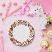 Florentijnse patroon in retrorestandaard 4 papieren bordje (Feest)