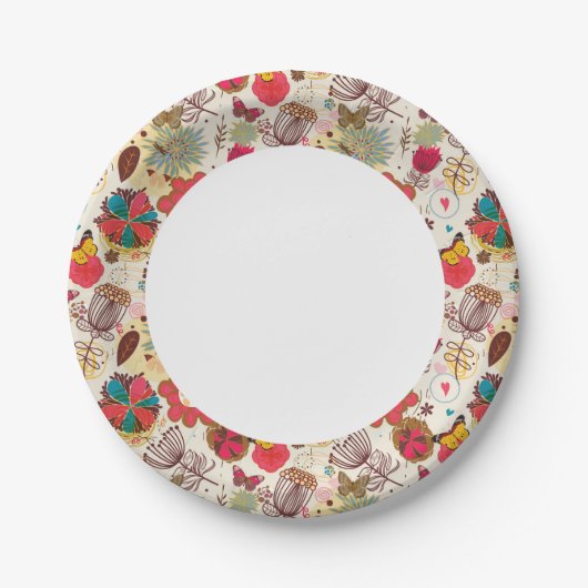 Florentijnse patroon in retrorestandaard 4 papieren bordje (Voorkant)