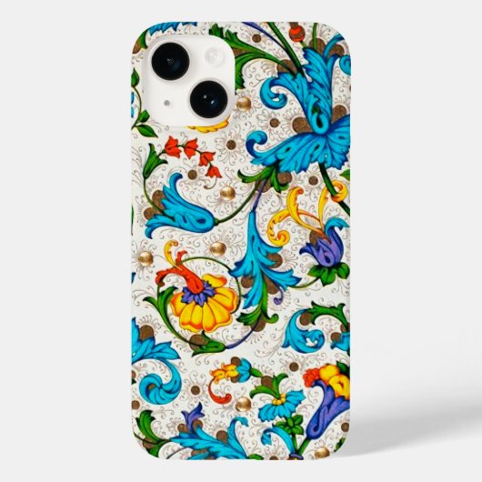 FLORENTIJNSE RENAISSANCE BLAUWE BLOEMENKRULLEN, BL Case-Mate iPhone CASE (Achterkant)