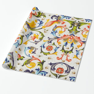 FLORENTIJNSE RENAISSANCE BLOEMENKRULLEN, BLOEMEN CADEAUPAPIER