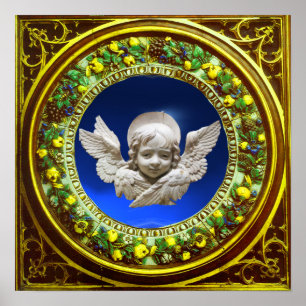 FLORENTIJNSE RENAISSANCE ENGEL MET BLOMENKROON POSTER