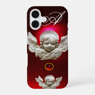 Florentijnse Renaissance Engel Rood Robijn Monogra iPhone 16 Hoesje