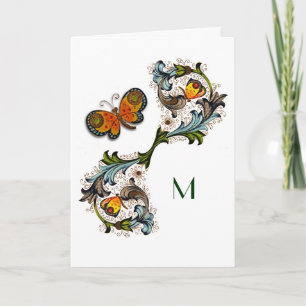 Florentijnse Renaissance Floral Monogram Note Card Notitiekaartje