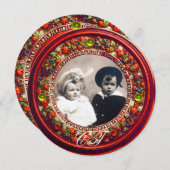 FLORENTIJNSE RENAISSANCE RODE BLOEMENKANS MONOGRAM KAART (Voorkant / Achterkant)