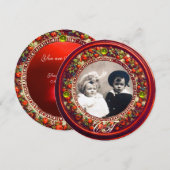 FLORENTIJNSE RENAISSANCE RODE BLOEMENKRANS MONOGRA KAART (Voorkant / Achterkant)