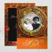 FLORENTIJNSE RENAISSANCE VRUCHTEN DAMAST MONOGRAM KAART (Voorkant / Achterkant)