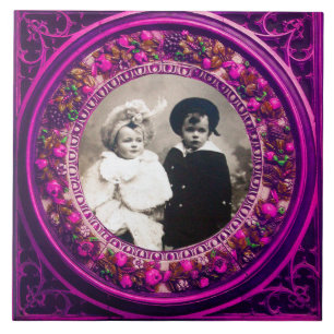 FLORENTIJNSE RENAISSANCE VRUCHTEN ROZE BLOMENKROON TEGELTJE