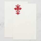 FLORENTIJNSE RODE LELIE / FLEUR DE LISE ,Wit Vilt Briefpapier (Voorkant / Achterkant)