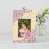 Florentijnse roze bloemen gouden polka punts glitt kaart (Staand voorkant)