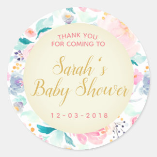 Florentijnse roze en gouden baby shower sticker
