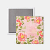 Florentijnse roze en koraalachtergrond magneet (Voorkant / Achterkant)