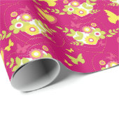 Florentijnse vlinders en roze voorjaarspatroon van cadeaupapier (Rol Hoek)