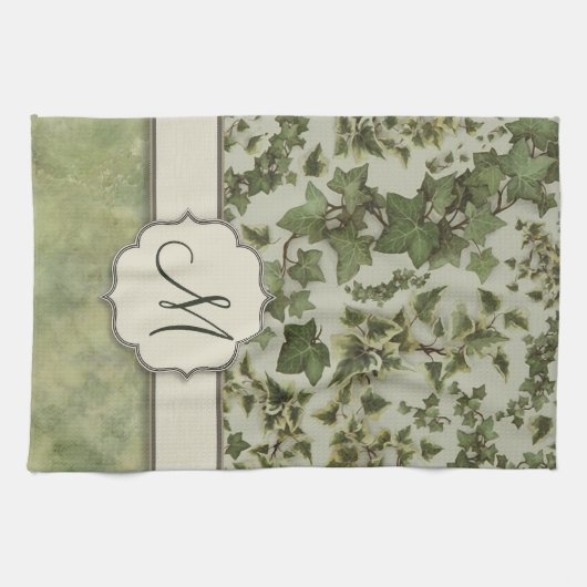 Florentijnse Waterverf Ivy met Monogram Theedoek (Horizontaal)