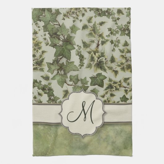 Florentijnse Waterverf Ivy met Monogram Theedoek (Verticaal)