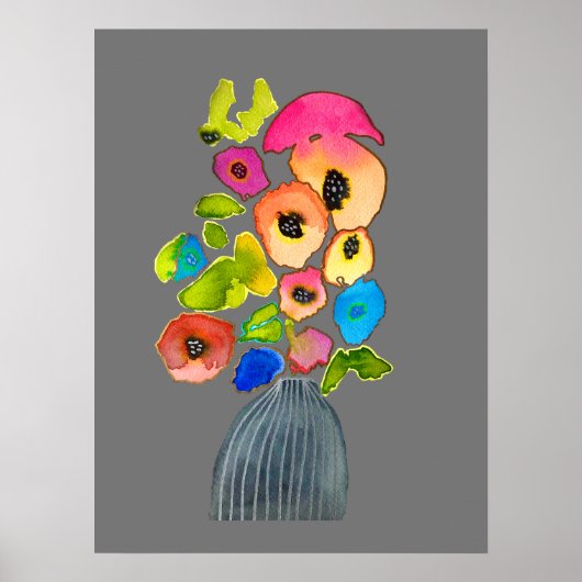 Florentijnse waterverf kleurrijke bloemen poster (Voorkant)