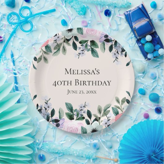 Florentijnse Waterverf - Roze en Paarse  Papieren Bordje (Feest)