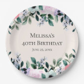 Florentijnse Waterverf - Roze en Paarse  Papieren Bordje (Voorkant)