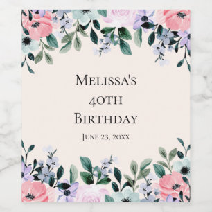 Florentijnse Waterverf - Roze en Paarse Wijn Etiket