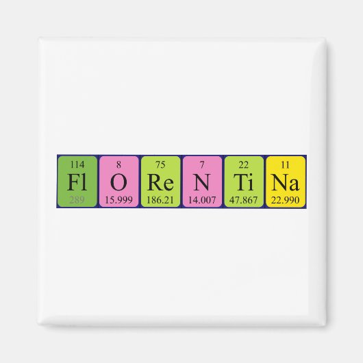 Florentina periodieke tabelnaam magnet (Voorkant)