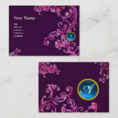 FLORENTINE BAROQUE MONOGRAM GEM blauw paars zwart Visitekaartje (Voorkant / Achterkant)