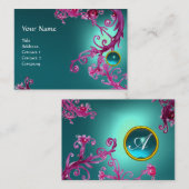 FLORENTINE BAROQUE MONOGRAM GEM blue aquamarine Visitekaartje (Voorkant / Achterkant)