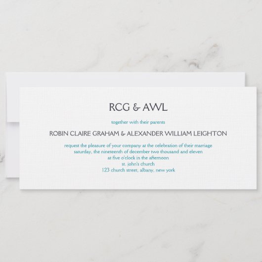 Florentine : Cerulean : Weddensuitnodiging Kaart (Voorkant)