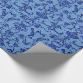  Florentine Damask (blauw) Cadeaupapier (Hoek)