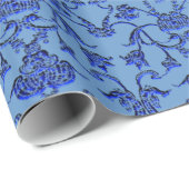  Florentine Damask (blauw) Cadeaupapier (Rol Hoek)